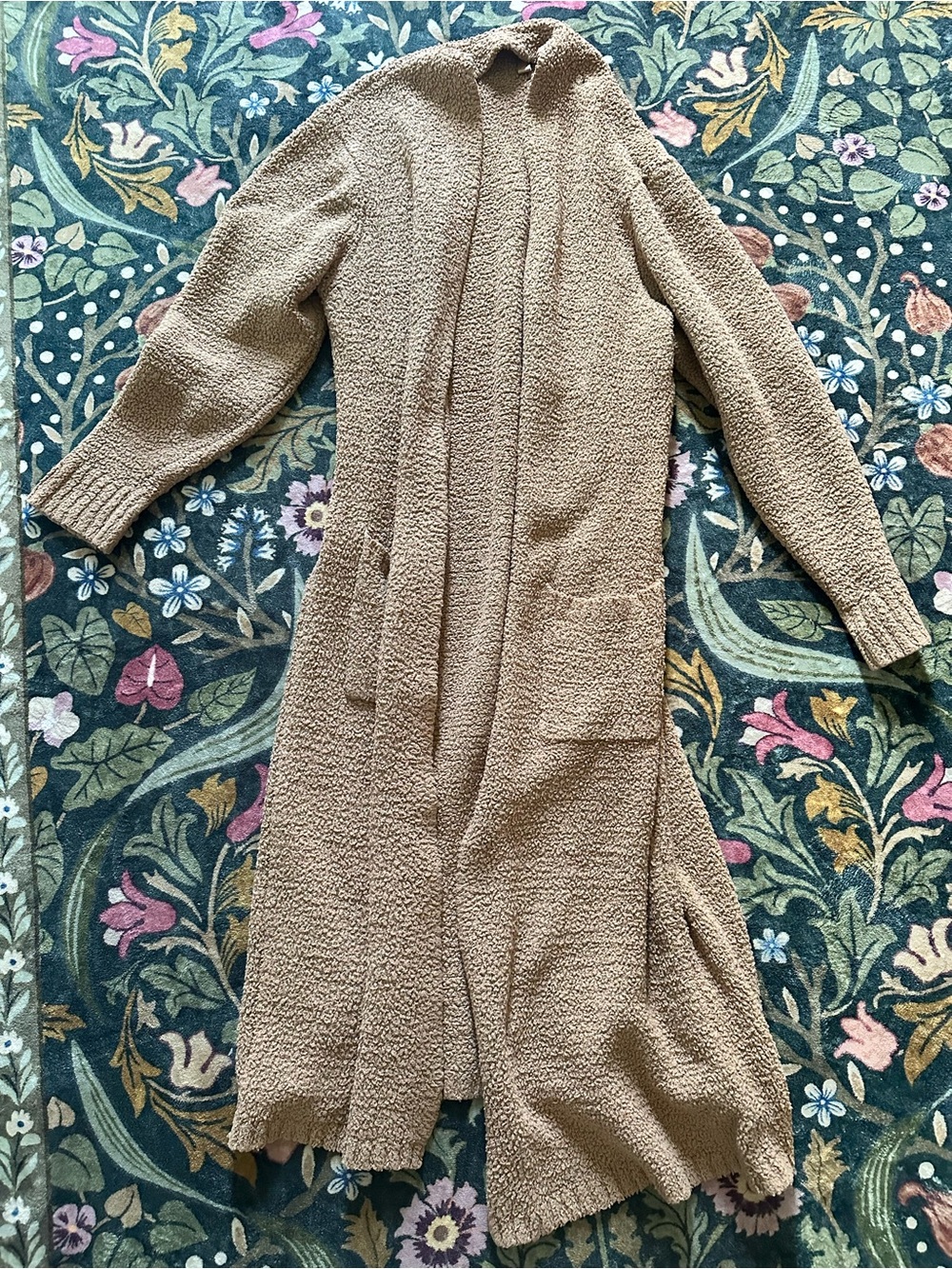 SKIMS Long Open-Front Cozy Knit Robe - Taupe Sienna